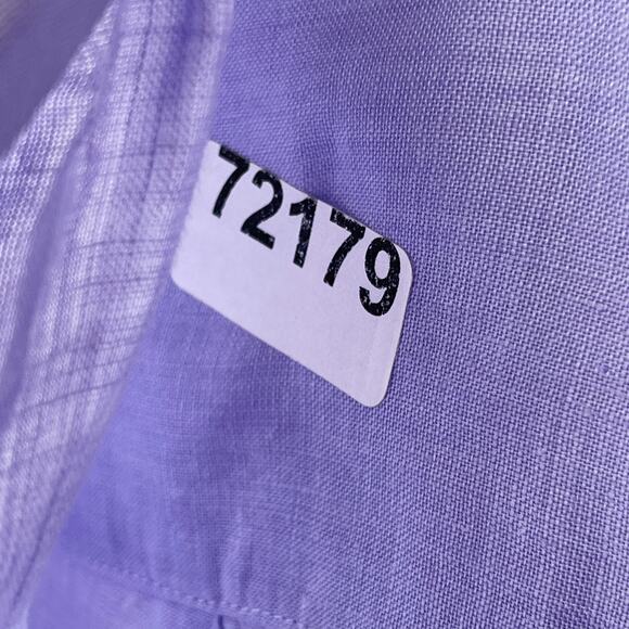 UNIQLO Top Womens XL 100% Linen Long Sleeve Button Front Shirt Blouse Purple - Picture 15 of 15